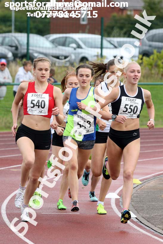 Womens under-17s 1500 metres, Northern Under-17s/U-15s and U13s Champs, Leigh Sports Village, Leigh. Photo: David T. Hewitson/Sports for All Pics